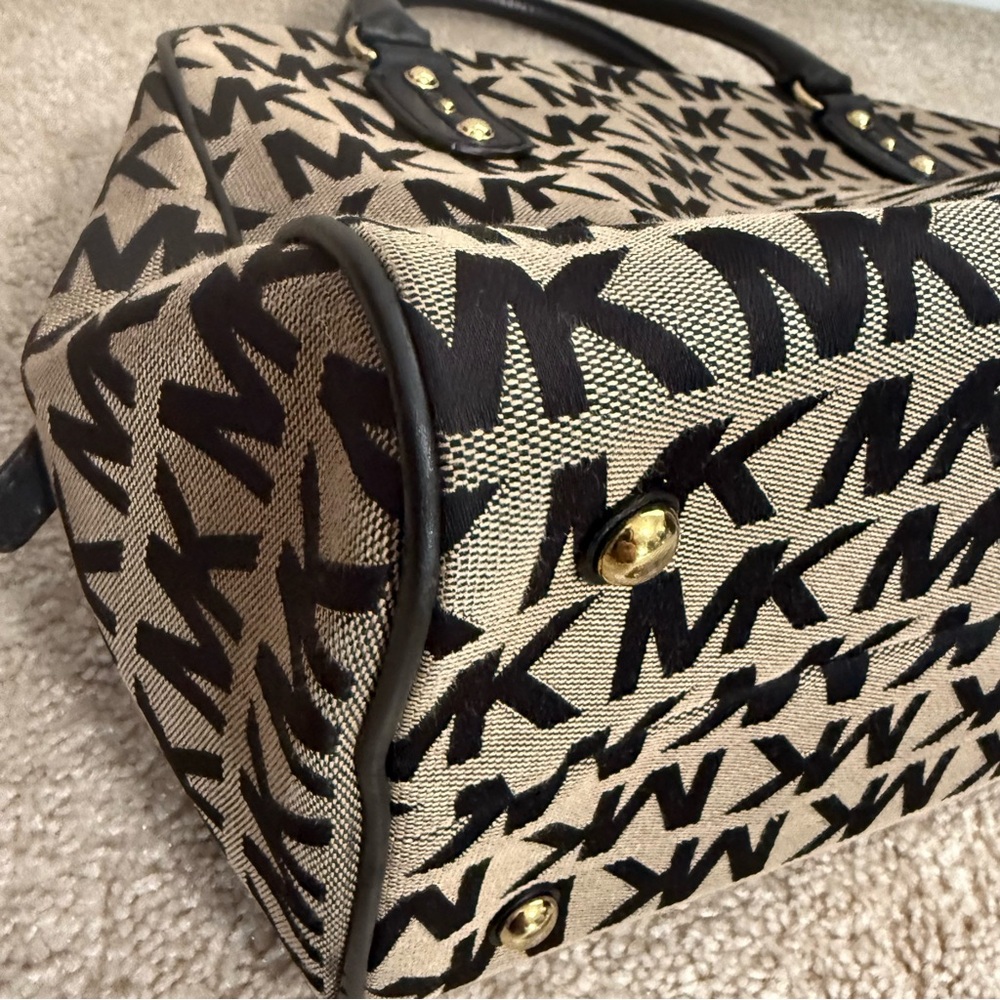 Michael Kors Veronica Monogram Canvas & Leather Dome Satchel - Picture 9 of 13